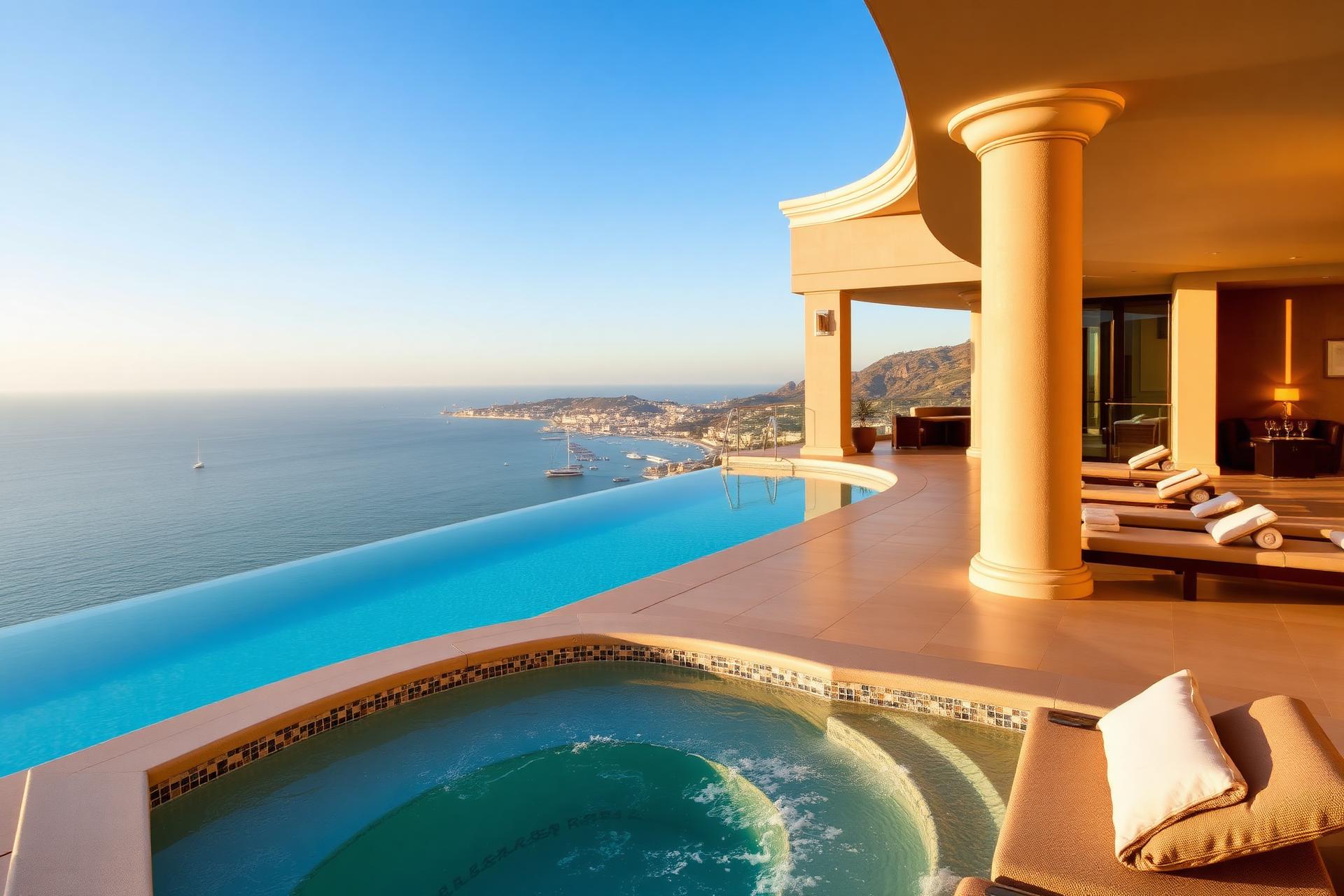 Piscina climatizada con vista a la bahía de Viña del Mar